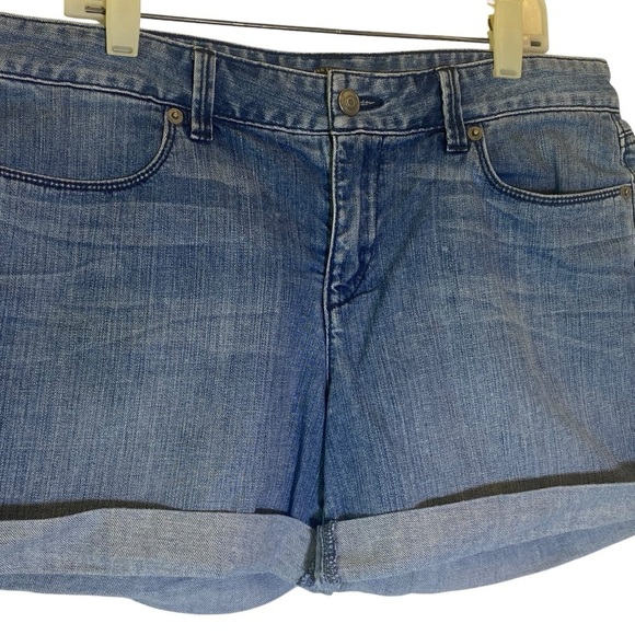 LOFT Blue Jean Shorts Cuffed Mid-Thigh - Picture 2 of 5